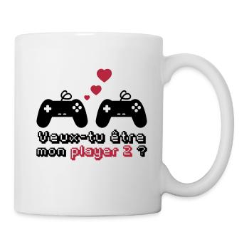 Player 2,geek,gamer,gaming,couple,saint Valentin - Mug blanc - blanc - Droite