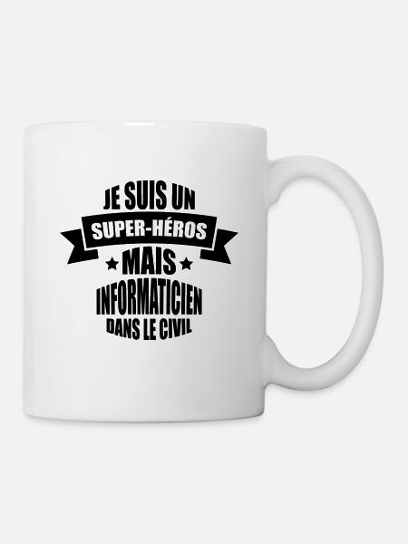 je suis un super-héros mais informaticien - Mug blanc - blanc