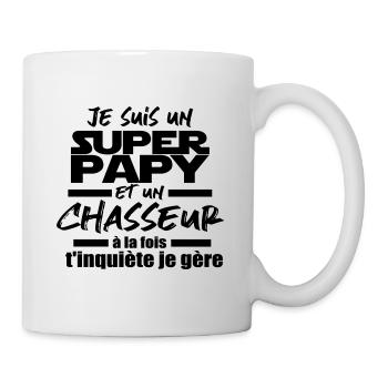 je suis un super papy et chasseur - Mug blanc - blanc - Droite