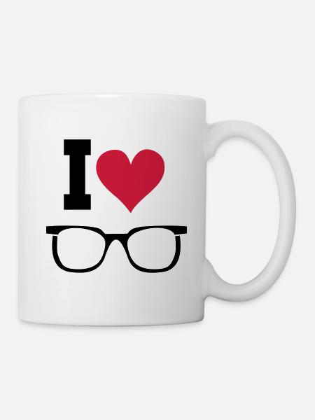 Brille Sonnenbrille Herz Statement Geschenk - Tasse - Weiß