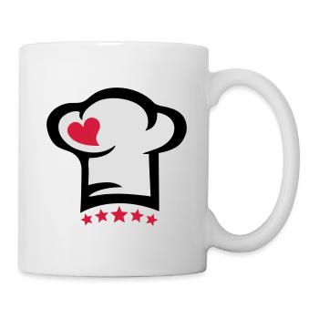 Cuisiner, coeur, chef, cuisine, toque, 5 étoiles - Mug blanc - blanc - Droite