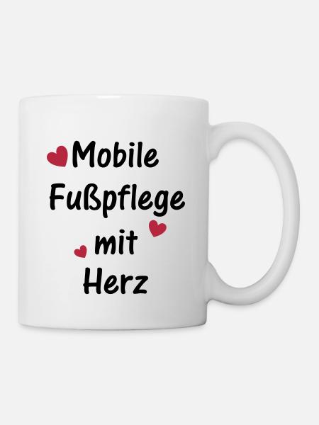 Mobile Fußpflege mit Herz - Tasse - Weiß