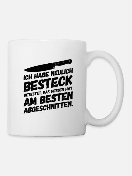Kinderwitze Lustige Sprüche Messer - Tasse - Weiß