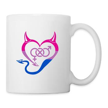 Devil's Heart Bisexual with Symbol - Mug - white - Right