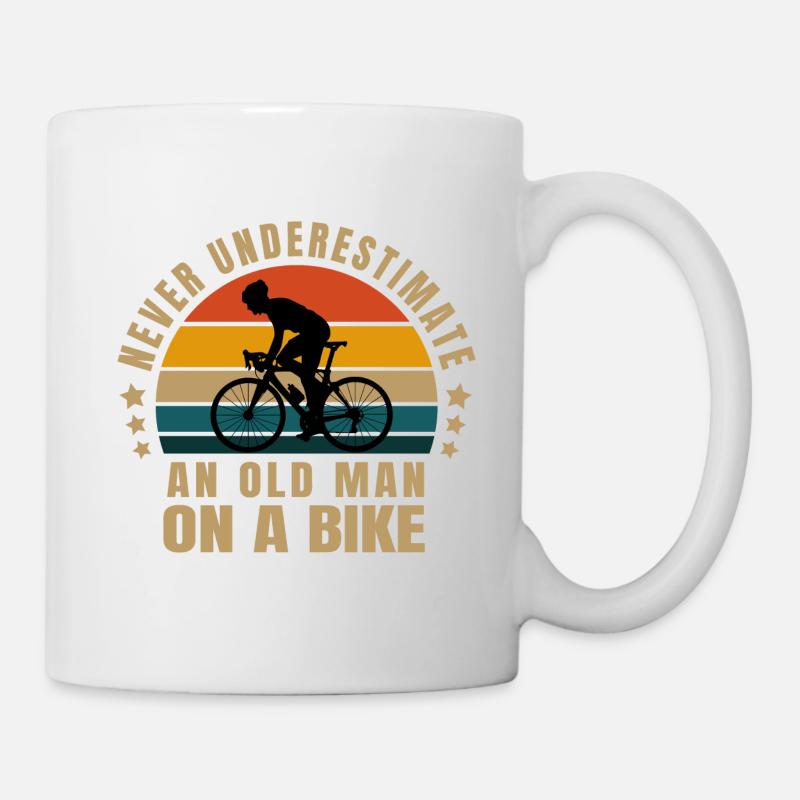 never underestimate an old man on a bike - Mug - white