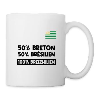 50% Breton 50% Brésilien 100% Breizhilien humour - Mug blanc - blanc - Droite