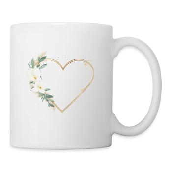 Herz Blumen personalisierbar - Tasse - Weiß - Rechts