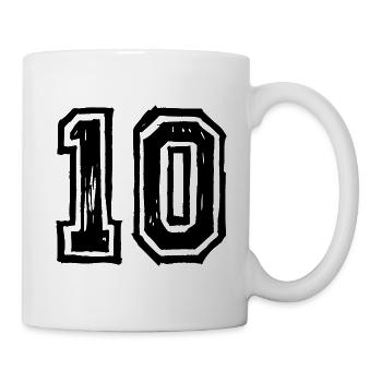 10 Nombre de maillot - Mug blanc - blanc - Droite