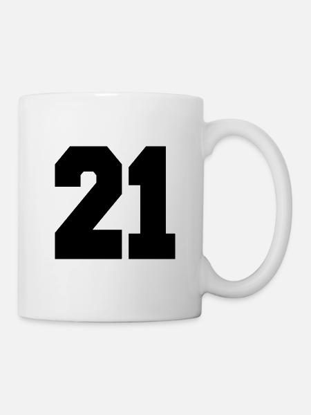 21 numéro de maillot de sport, 21 numéro de dos - Mug blanc - blanc