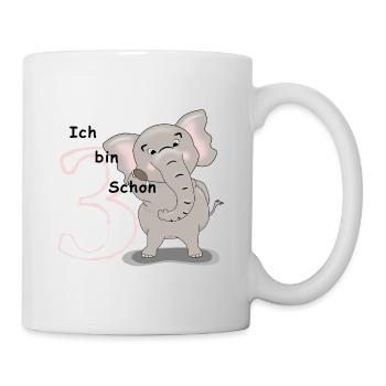 Großer Elefant - 3. Geburtstag - Tasse - Weiß - Rechts