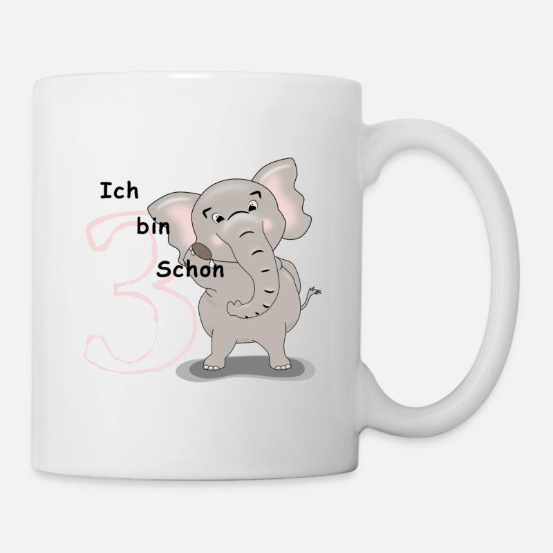Großer Elefant - 3. Geburtstag - Tasse - Weiß