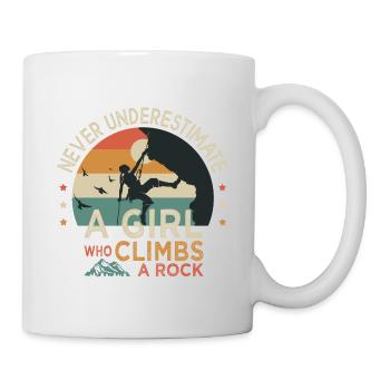 a girl who climbs a rock climb climbing - Mug - white - Right
