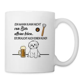 Hunde und Bier alles was ein Mann braucht Besitzer - Tasse - Weiß - Rechts