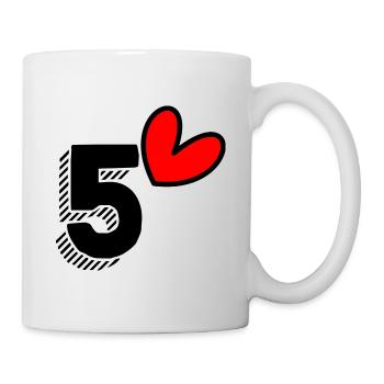 5 JAHRE. 5-jähriges JUBILÄUM. GEBURTSTAG 5 JAHRE. 5 - Tasse - Weiß - Rechts