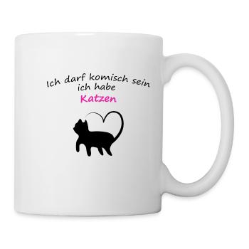Ich darf komisch sein ich habe Katzen - Tasse - Weiß - Rechts