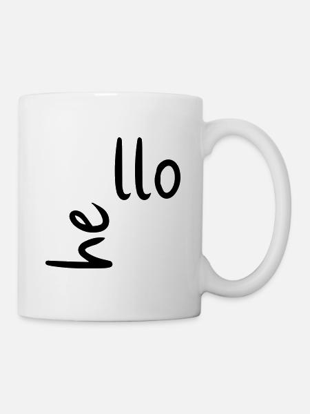 "He llo" Hello Shirts & Accessories | Minimalist - Mug - white