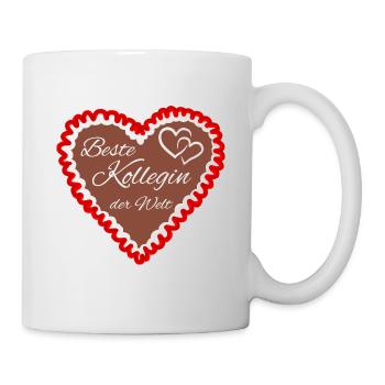 Kollegin beste der Welt Lebkuchenherz - Tasse - Weiß - Rechts