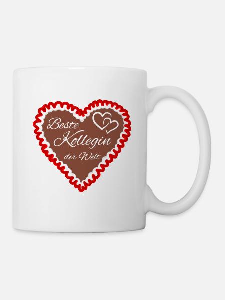 Kollegin beste der Welt Lebkuchenherz - Tasse - Weiß