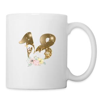 Personalisierbar Zahl 18 Schwan - Tasse - Weiß - Rechts