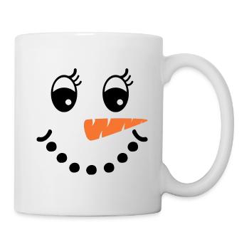 Frohe Weihnachten Kostüm Gesicht Schneemann - Tasse - Weiß - Rechts