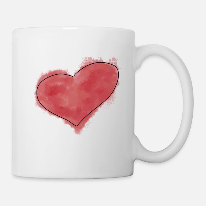 rotes Herz rote Herzen rot Paare - Tasse - Weiß