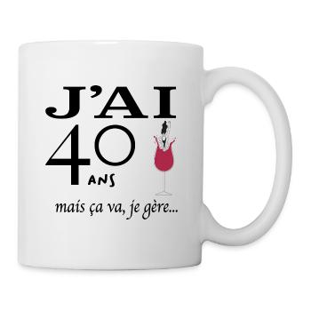 Femme 40 ans vin - Mug blanc - blanc - Droite
