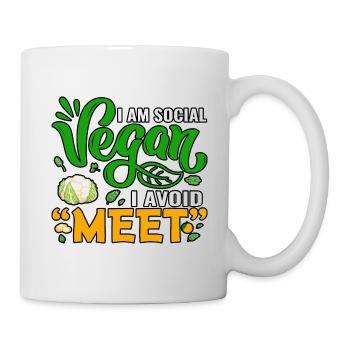 I am social vegan i avoid meet - Mug - white - Right