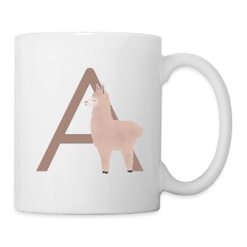 A - ALPAKA - ABC, Alphabet, Buchstabe, Tier - Tasse - Weiß - Rechts