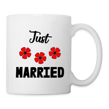 GERADE VERHEIRATET. Junggesellinnenabschied. HEILIGER VALENTIN. PAAR - Tasse - Weiß - Rechts