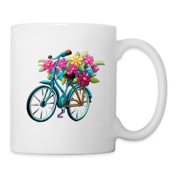 Vélo avec des fleurs - Mug blanc - blanc - Droite
