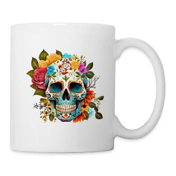 Skull Flowers Colorful - Mug - white - Right