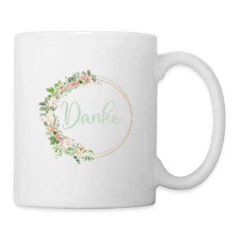 Danke! Blumen-Kranz Pastell personalisierbar - Tasse - Weiß - Rechts