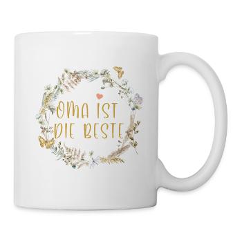 Oma ist die Beste! Floral, personalisierbar - Tasse - Weiß - Rechts