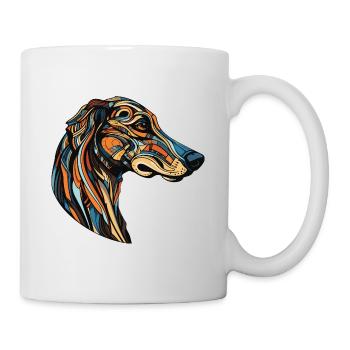 Greyhound Hund Portrait - Tasse - Weiß - Rechts
