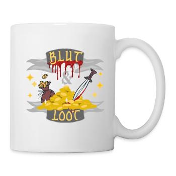Blut & Loot - RPG Rollenspiel Gamer Fantasy Cool - Tasse - Weiß - Rechts