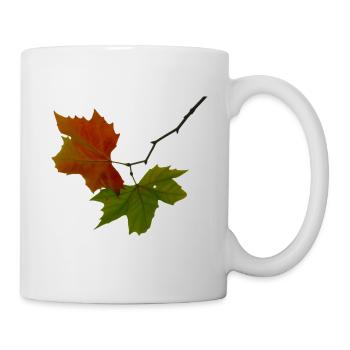 Herbstlaub rot grün - Tasse - Weiß - Rechts