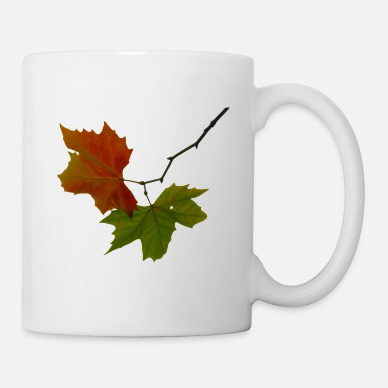 Herbstlaub rot grün - Tasse - Weiß