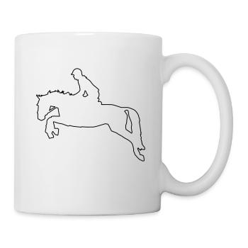 Cheval cabré dans un design à une ligne - Mug blanc - blanc - Droite