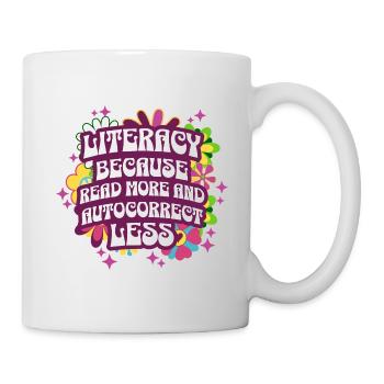 Words Retro Literacy Reading Teacher - Mug - white - Right