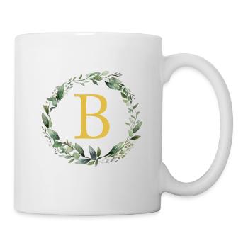 B Monogram, Eucalyptus Wreath - Mug - white - Right