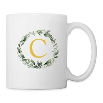 C monogramme, couronne d’Eucalyptus - Mug blanc - blanc - Droite