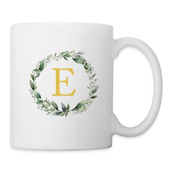 E Monogram, Eucalyptus Wreath - Mug - white - Right