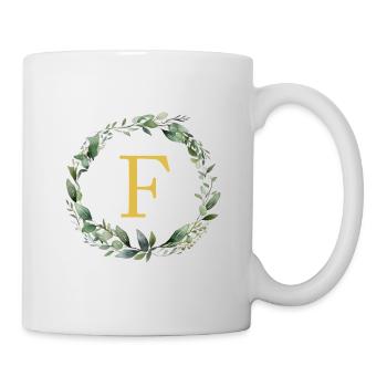 F Monogram, Eucalyptus Wreath - Mug - white - Right