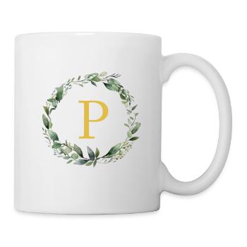 P Monogram, Eucalyptus Wreath - Mug - white - Right