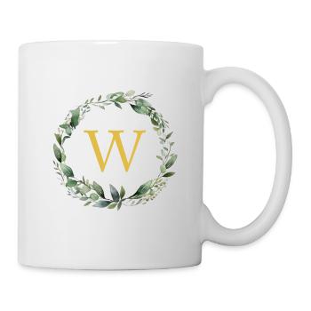 W Monogram, Eucalyptus Wreath - Mug - white - Right