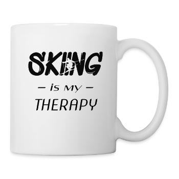 skiing is my therapy - Tasse - Weiß - Rechts