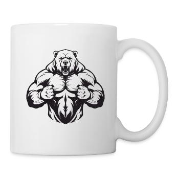 Bear Grizzly Gym Muscles Bodybuilding - Mug - white - Right