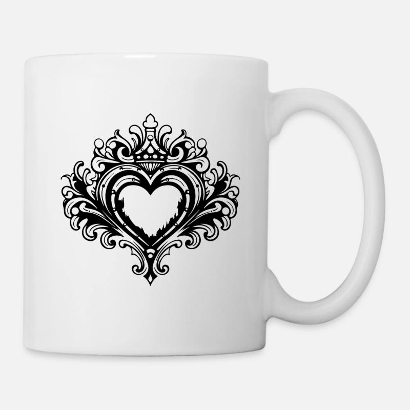 Herz Symbol Krone Liebe - Tasse - Weiß