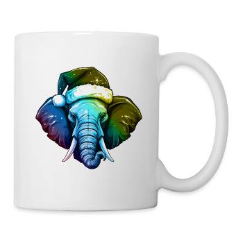 Tête d’éléphant Noël Portrait coloré - Mug blanc - blanc - Droite