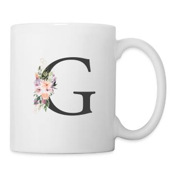 Letter G, Monogram, Flowers - Mug - white - Right